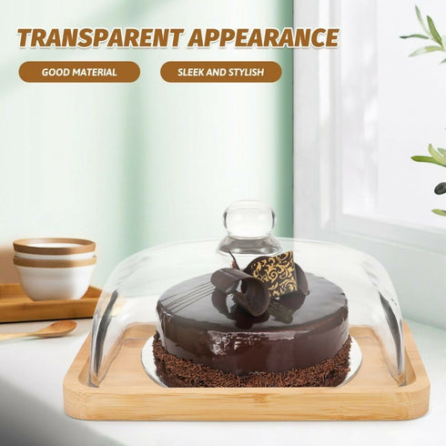 Bamboo Bread/Cake Tray with Acrylic Lid