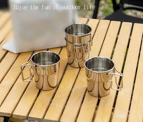 Outdoor camping foldable stainless steel cup 4pcs set