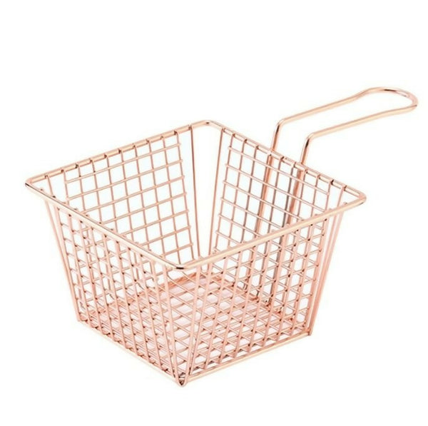 Stainless Steel Deep Fryer French Fries Mini Mesh Basket - Rose gold