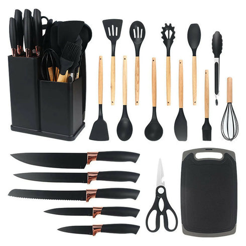 Silicone Kitchen Utensil Set, 19-Piece -Black