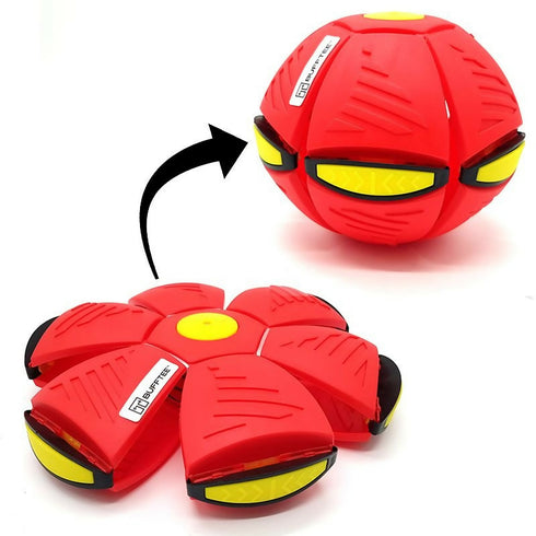 Flat Ball Frisbee UFO Flying Disc & Throwing Ball - Red/Spaceship Crimson