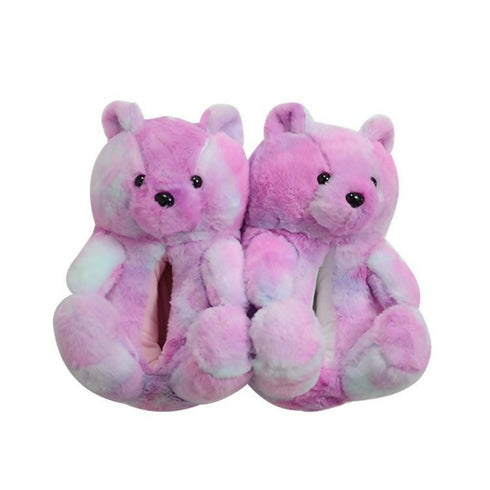 Comfy Warm Teddy Bear Winter Slippers Purple Pink 26cm