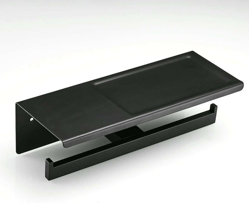 Stainless Steel Toilet Paper Holder Double Bar with Shelf for Phone Grey-CY7918006
