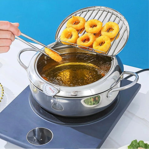Stainless Steel Deep Fryer Pot with Thermometer