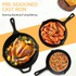 Professional Restaurant Chef Quality Pre-Seasoned Skillet Set