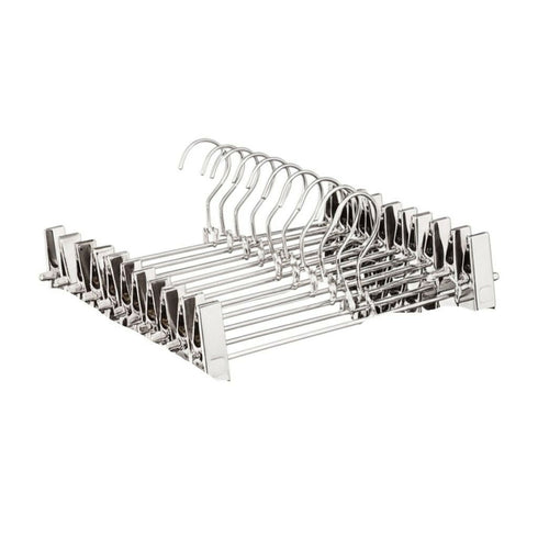 Stainless Steel Non-Slip Space Saving Trouser Hangers - Silver