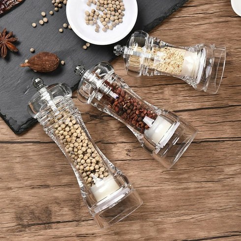 Acrylic and Stainless Steel Salt & Pepper Grinder Set Of 2 - 14cm