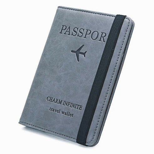 Travel Passport Holder with RFID Protection - Grey