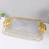 Clear Food Serving Tray with Gold Handles Set of 3 and Serving Tray