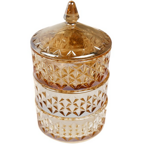 Candy jar with lid, amber glass
