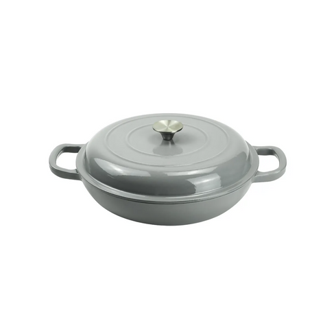 30CM Cast Iron Shallow Casserole Grey