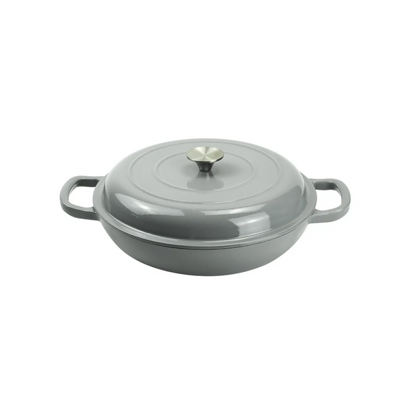 30CM Cast Iron Shallow Casserole Grey