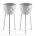 3 flower pots with metal stand-white