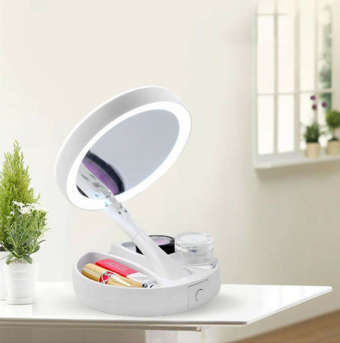Round Fold Away LED Double Sided Mirror