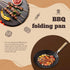 Round BBQ Non-Stick Grilling Skillet, Anti-Rust Grilling Pan with Wooden Handle