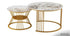Round Coffee Tables, Removable Set of 2 End Table, Nesting Tables with Gold Metal Frame Legs and Marble Pattern Top