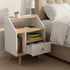 Counter Square Side Table With Drawer+Stroage-White Bedside Pedestal-7018