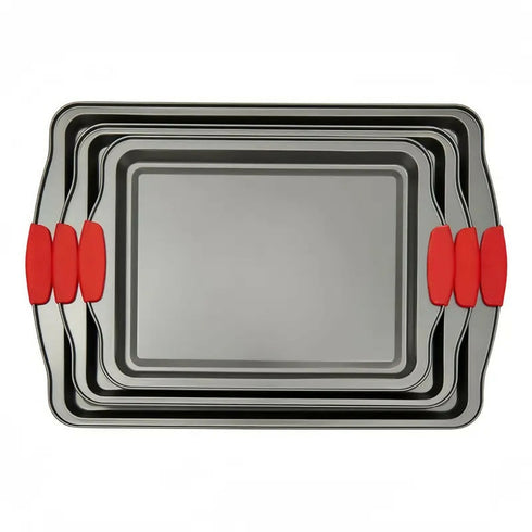 3-Piece Non-Stick Baking Sheet Set with Handles 3 Sizes