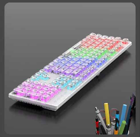 104-Key Mechanical RGB Wired Gaming Keyboard USB Interface Standard Transparent Keyboard.