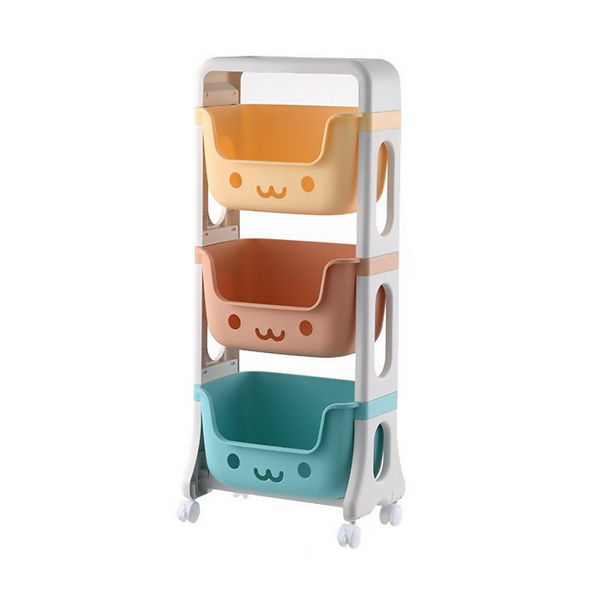 3-Tier Kids Rolling Shelf Organizer - Multicolor