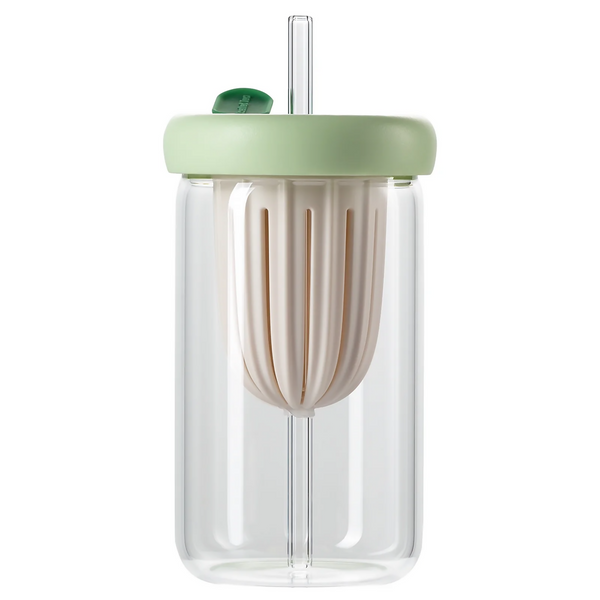 Glass Tumbler with Tea Infuser Iced Coffee Reusable Green