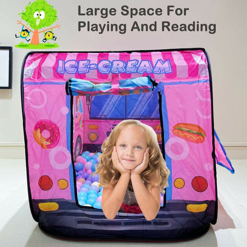 Ice Cream Truck Pop up Play Tent for Kids with 50 Balls
