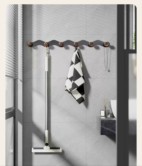 Wall Mount 5 Hooks Walnut Coat Rack