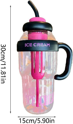 1200ml Cute Water Bottle with Straw for Milk, Juice, Tea, Coffee, and Beverages