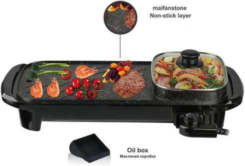 Electric baking pan Cooking Pan 2 in 1 Smokeless Home Cooking
