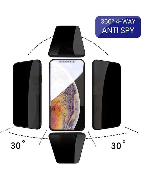 Anti Spy iPhone X/ XS Black Privacy Tempered Glass Screen Protector