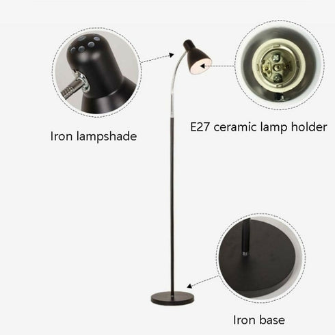 Metal Standing Lamp Floor Lamp with Adjustable Gooseneck with Flexible Arm