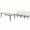 Marble Dining Table Set with 4 White Chairs