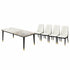 Marble Dining Table Set with 4 White Chairs
