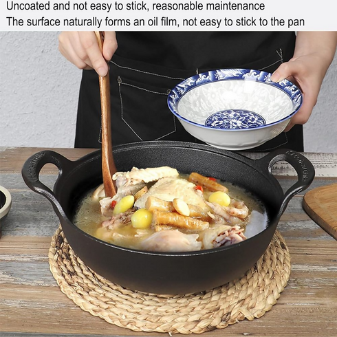 Nonstick Tradition Cast Iron Wok with Wooden Lid