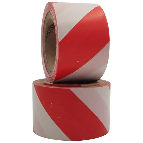 Red and White Stripe PVC Self Adhesive Caution Tape for Floor. (48mm*25m)