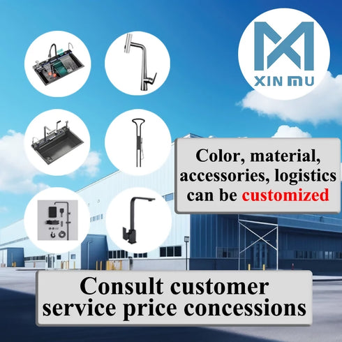 Modern Single-slot 304 Stainless Steel Waterfall Faucets Multifunction Smart Kitchen Sink