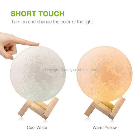 Rechargeable Touch Sensor Control LED 3D moon lamp