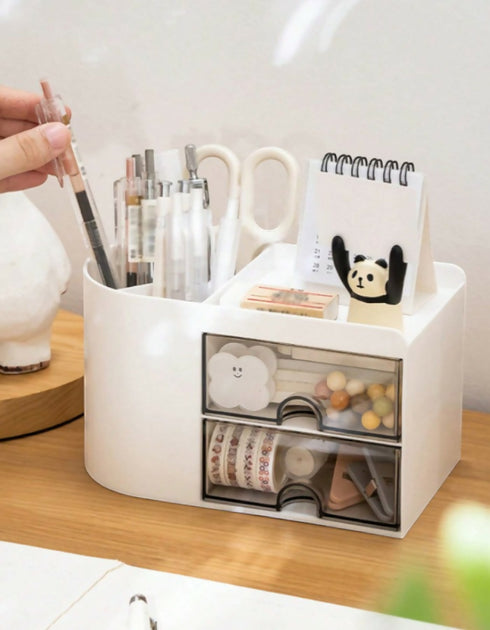 Multi-Compartment Compact Two-Drawer Desk Organizer