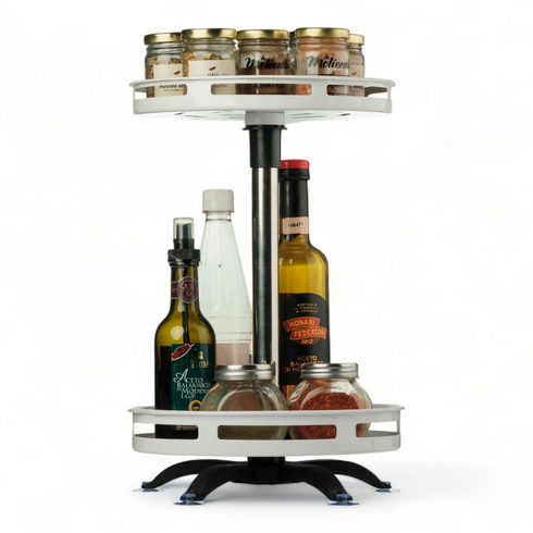 Multifunctional Tabletop 360 Rotating 2 Tier Spice Rack Organizer