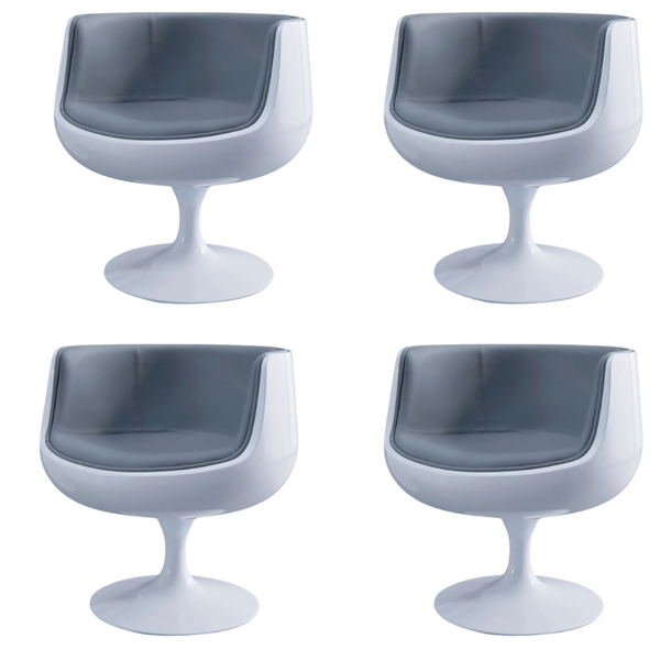 4Pcs Italian Design Leisure Coffee Cup Chair-grey
