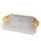 Clear Food Serving Tray with Gold Handles Set of 3 and Serving Tray