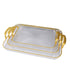 Clear Food Serving Tray with Gold Handles Set of 3 and Serving Tray