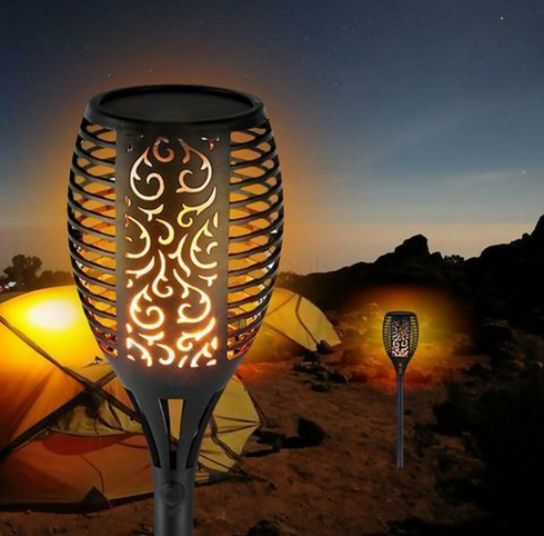 2 Pack - Solar Outdoor Garden Torch Flame Light