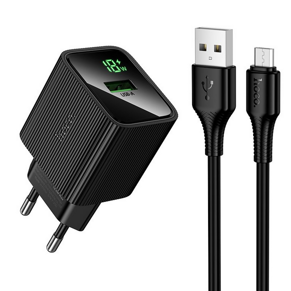 CS81A Excellent single port QC3. 0 charger with digital display set(Micro)(EU)