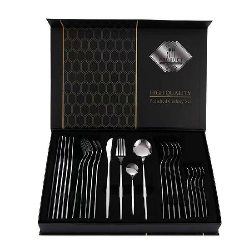 24 Piece Fork and Spoons Set-Silver