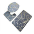 Gold pattern Marble 3 Piece Bathroom Mat set
