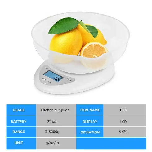 Kitchen Electronic Scale with a (5000g) Bowl