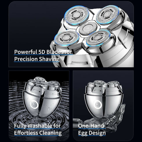 5D Egg Shaped Floating Head Shaver Waterproof Electric Shaver