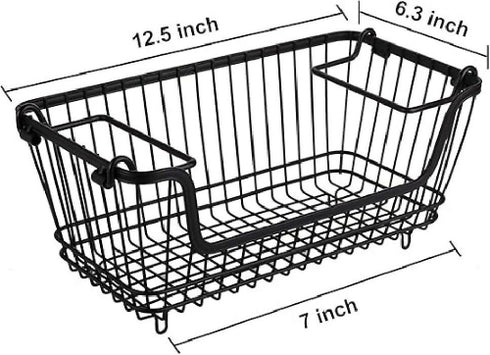 Stackable Metal Storage Basket with Handles