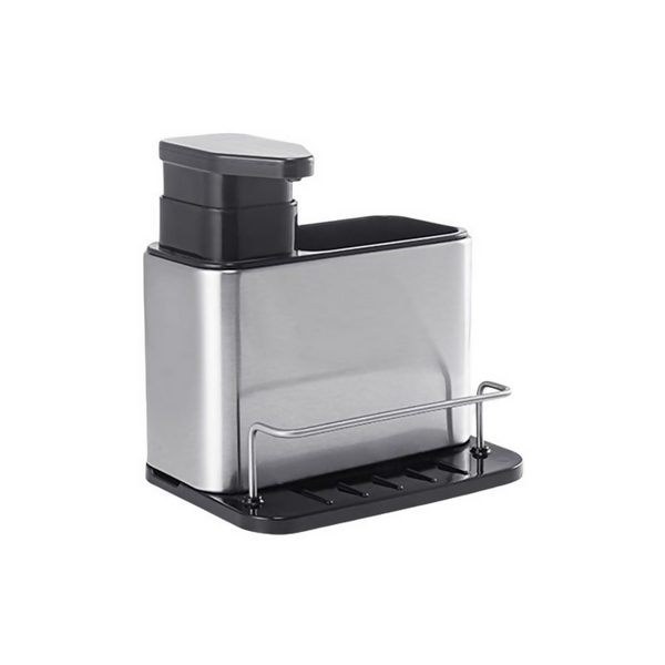 Stainless Steel Organiser With Soap Dispenser And Storage Compartment